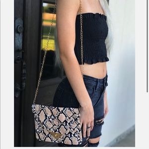 Snakeskin twist lock chain bag/purse